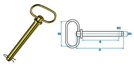 Towing Wagons and Goreks Bent Handle Hitch Pin with Chain and Lynch Pin 1 Inch by 6 7/8 Inch Trailer Coupler Pin for Secure Mounting of Hitches Farm Equipment 